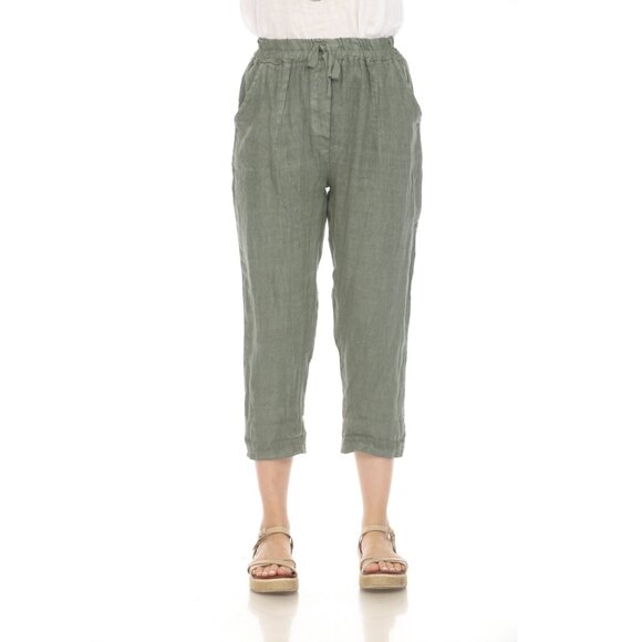 Olive Trouser style Drawstring Pockets Pant - Picture 2 of 4